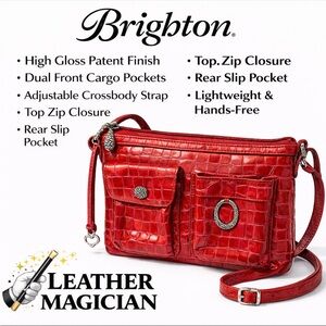 Brighton Red Croc-Embossed Patent Leather Crossbody Bag-Y2K: NWOT